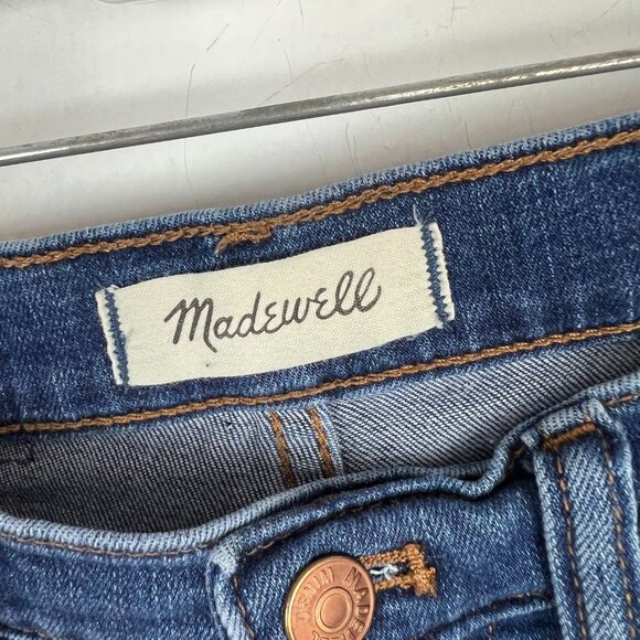 Madewell 9" Mid-Rise Skinny Jeans Button Fly Raw Hem Size 25 GUC I1684 - Picture 8 of 14